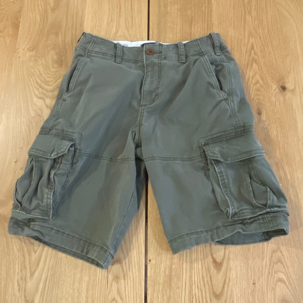 Hollister Cargo Shorts Mens 28 Green 9" Inseam Utility Baggy Outdoor Casual